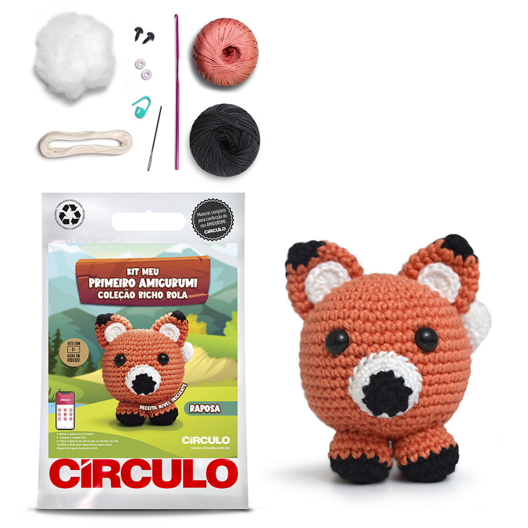 Kit Amigurumi - Coleção Bicho Bola - Raposa - Círculo - 371050.0010