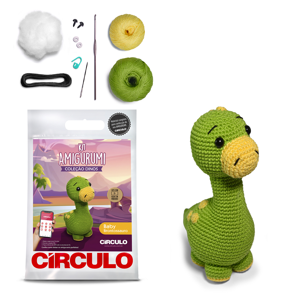 Kit Amigurumi - Coleção Dinos - Baby Brontossauro - Círculo - 411809.0001