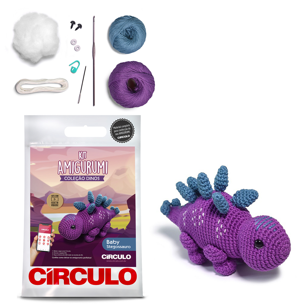 Kit Amigurumi - Coleção Dinos - Baby Stegossauro - Círculo - 411809.0002