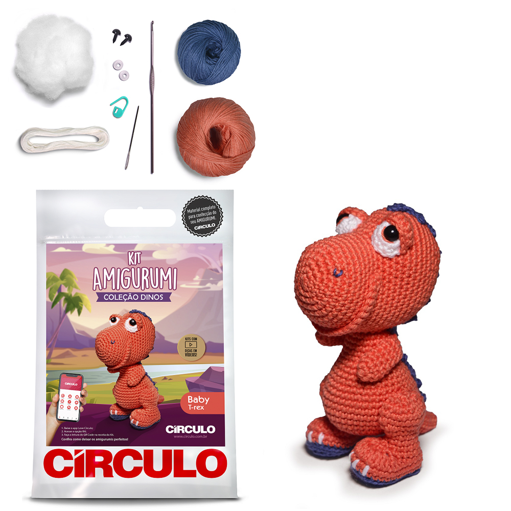 Kit Amigurumi - Coleção Dinos - Baby T-Rex - Círculo - 411809.0003