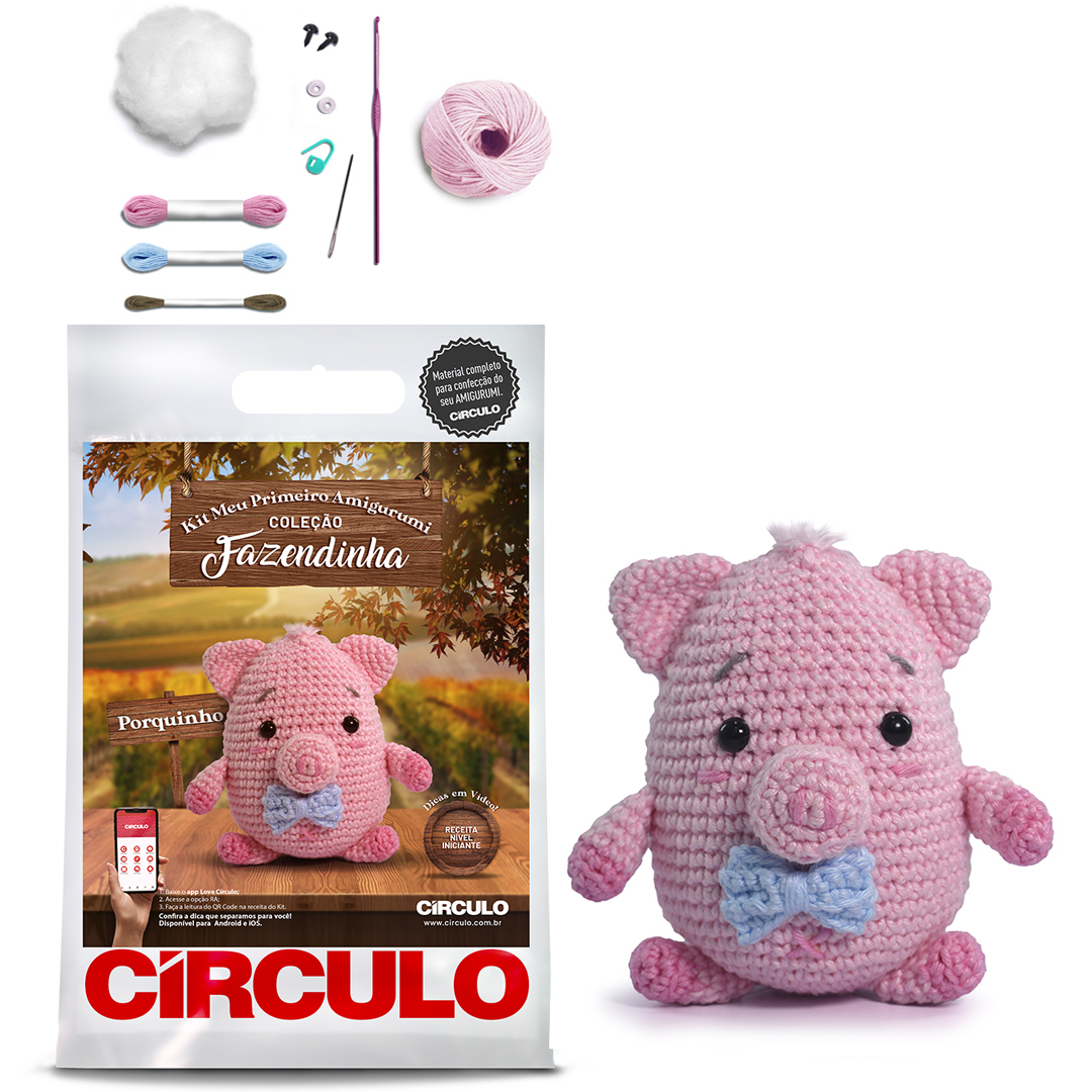 Kit Amigurumi - Coleção Fazendinha - Porquinho - Círculo - 430226.04