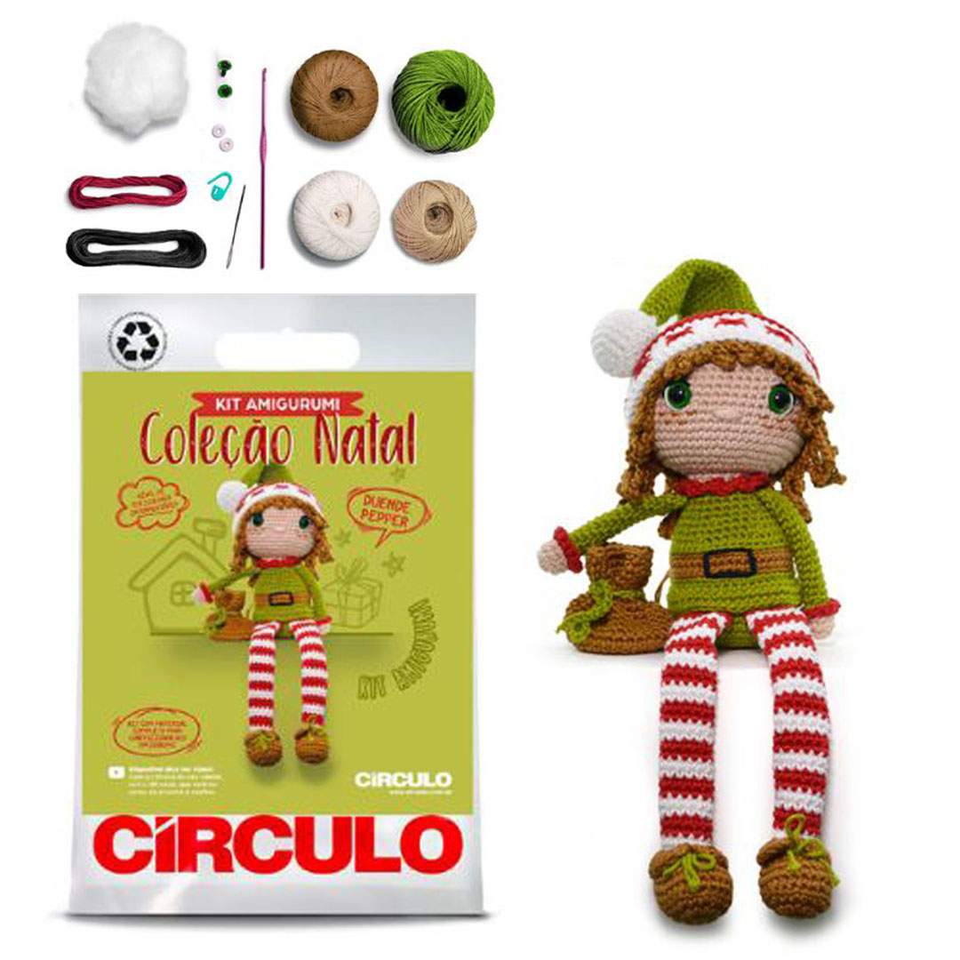 Kit Amigurumi - Coleção Natal - Duende Pepper - Círculo - 451762.03