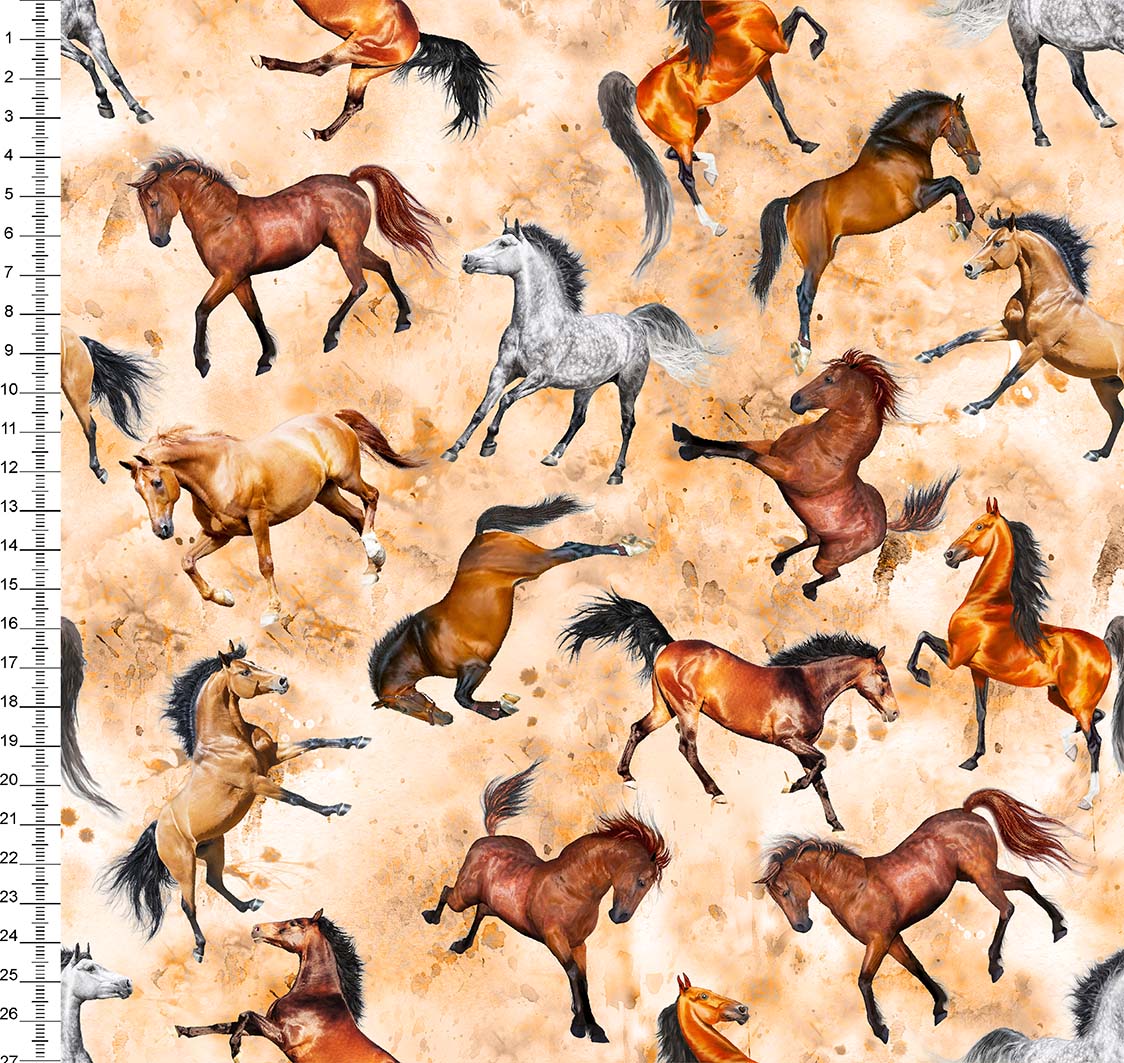Tecido de Algodão Estampa Digital (70 cm) - Cavalo Quadros