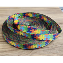 Alça Acetinada Estampada Quebra Cabeças Autismo TEA - Puzzle - 3,0 CM