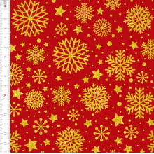 Flocos de Neve Vermelho com Dourado Natal 1275 Var264