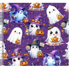 Tecido Tricoline Digital Fantasma Halloween - 91042