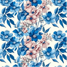 Tricoline Estampada Flores Azul Fundo Branco 9050v111