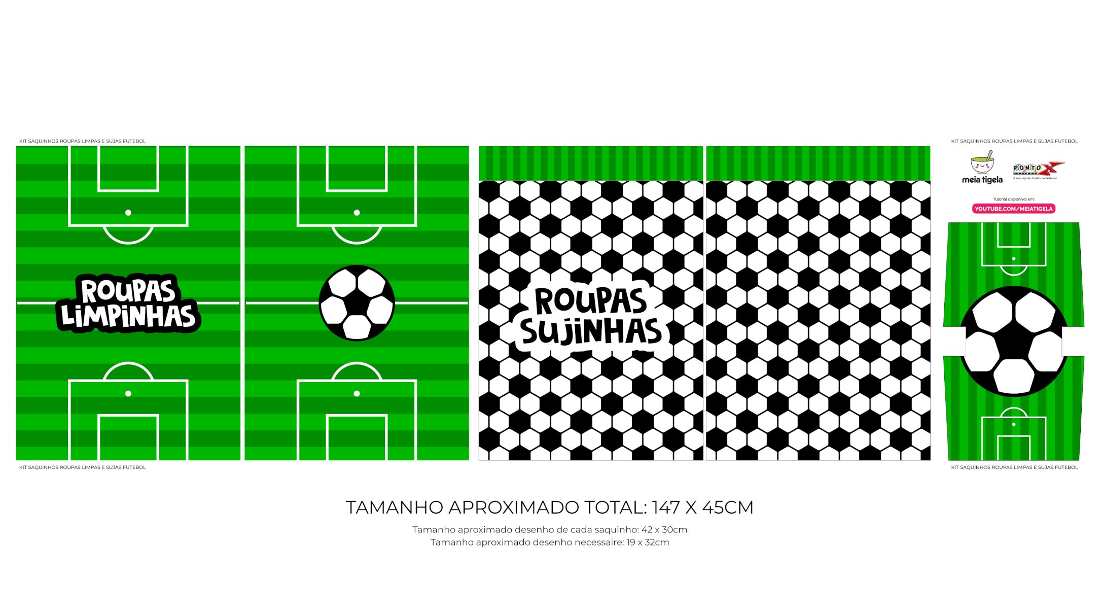 Saquinho Roupa Limpa/Suja Futebol Coleção Fantasia - Meia Tigela