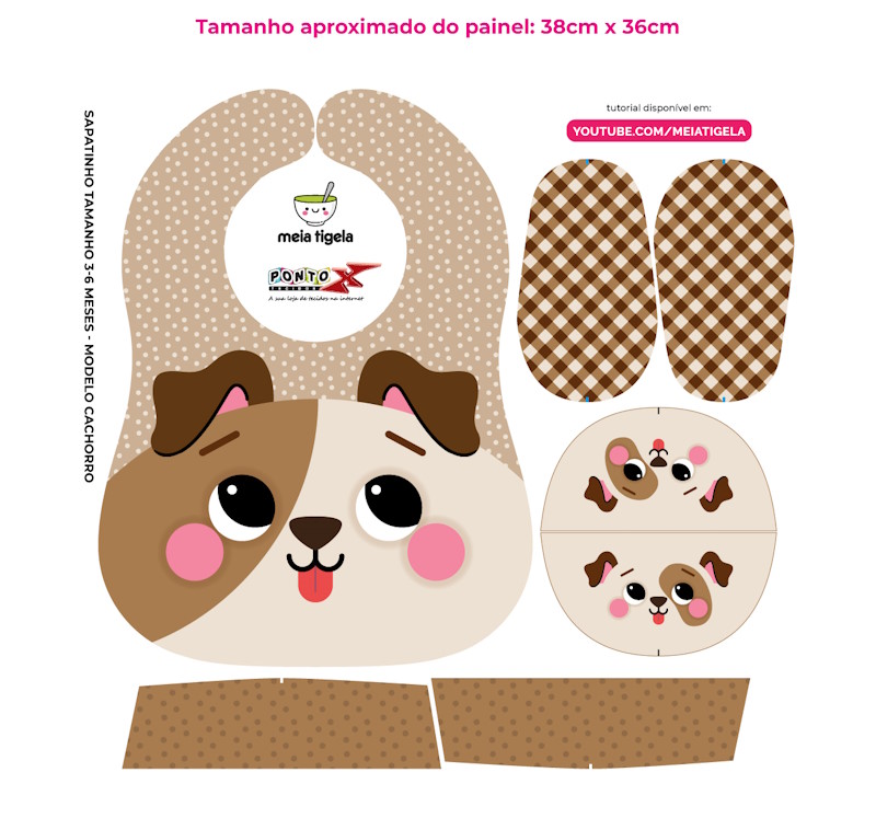 Tecido Painel Kit Babador e Sapatinho Dog - Meia Tigela