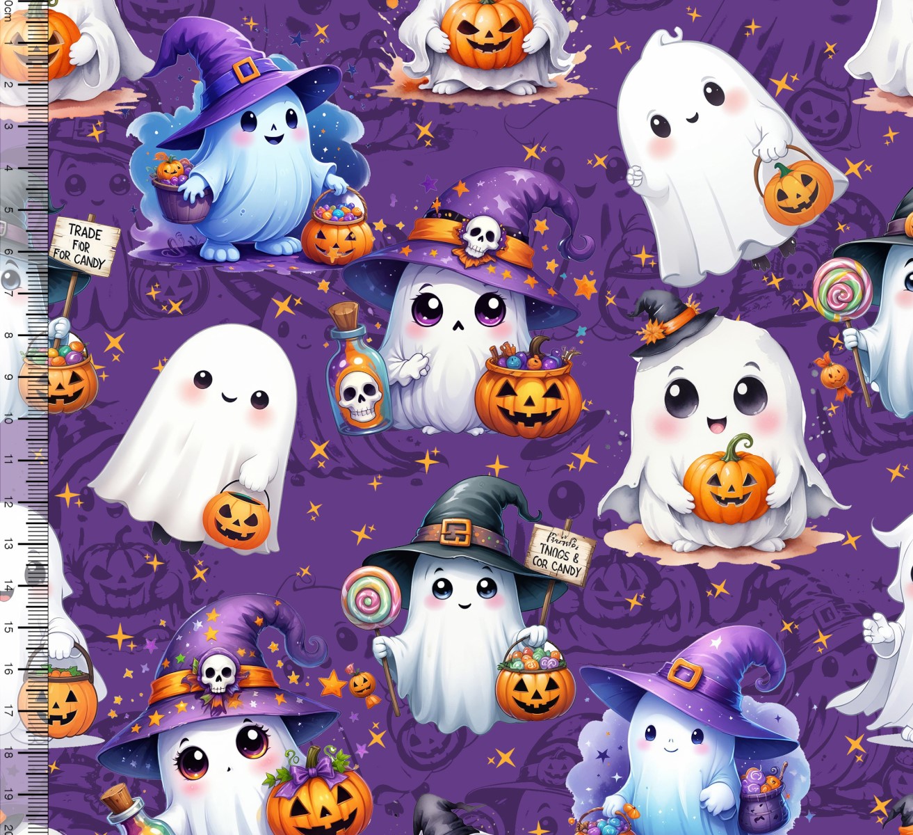 Tecido Tricoline Digital Fantasma Halloween - 91042