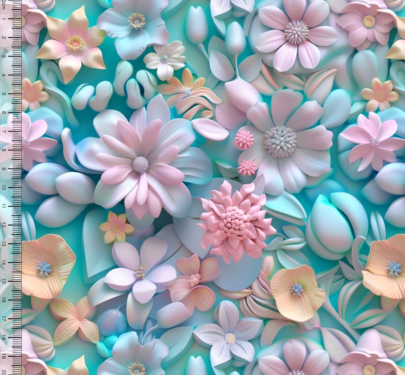 Tecido Tricoline Digital Floral Tiffany Rosa e Laranja 3d - 91038